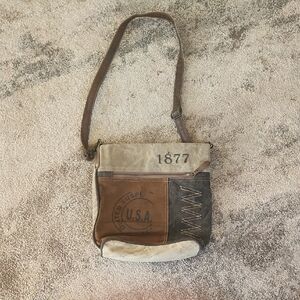 Vintage Style U.S.A. Canvas and Leather Crossbody Bag